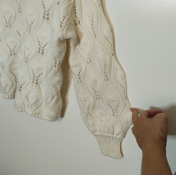 Spring + Mercer ivory & pearl knit puff sleeve pullover sweater - Picture 6 of 8